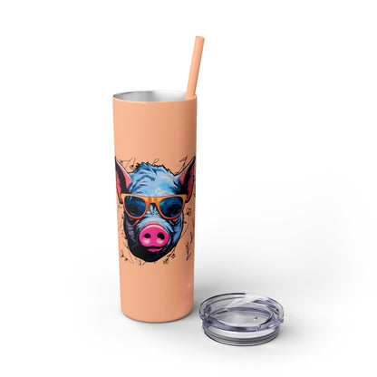 Cool Mini Pig Skinny Tumbler with Straw, 20oz