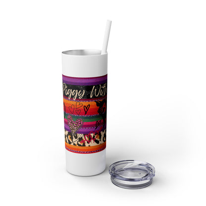 Serape "Getting Piggy With it!" Skinny Tumbler with Straw, 20oz