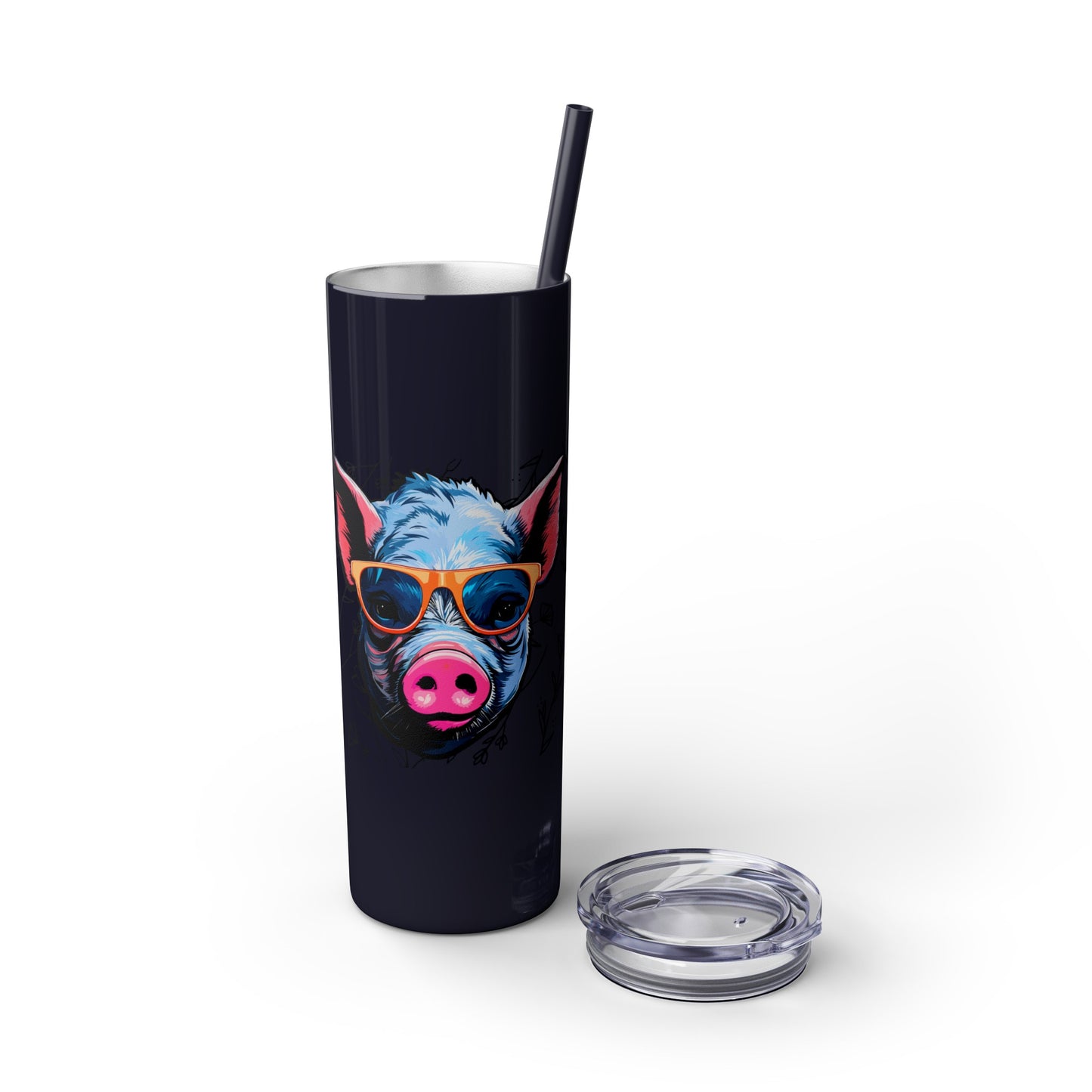 Cool Mini Pig Skinny Tumbler with Straw, 20oz