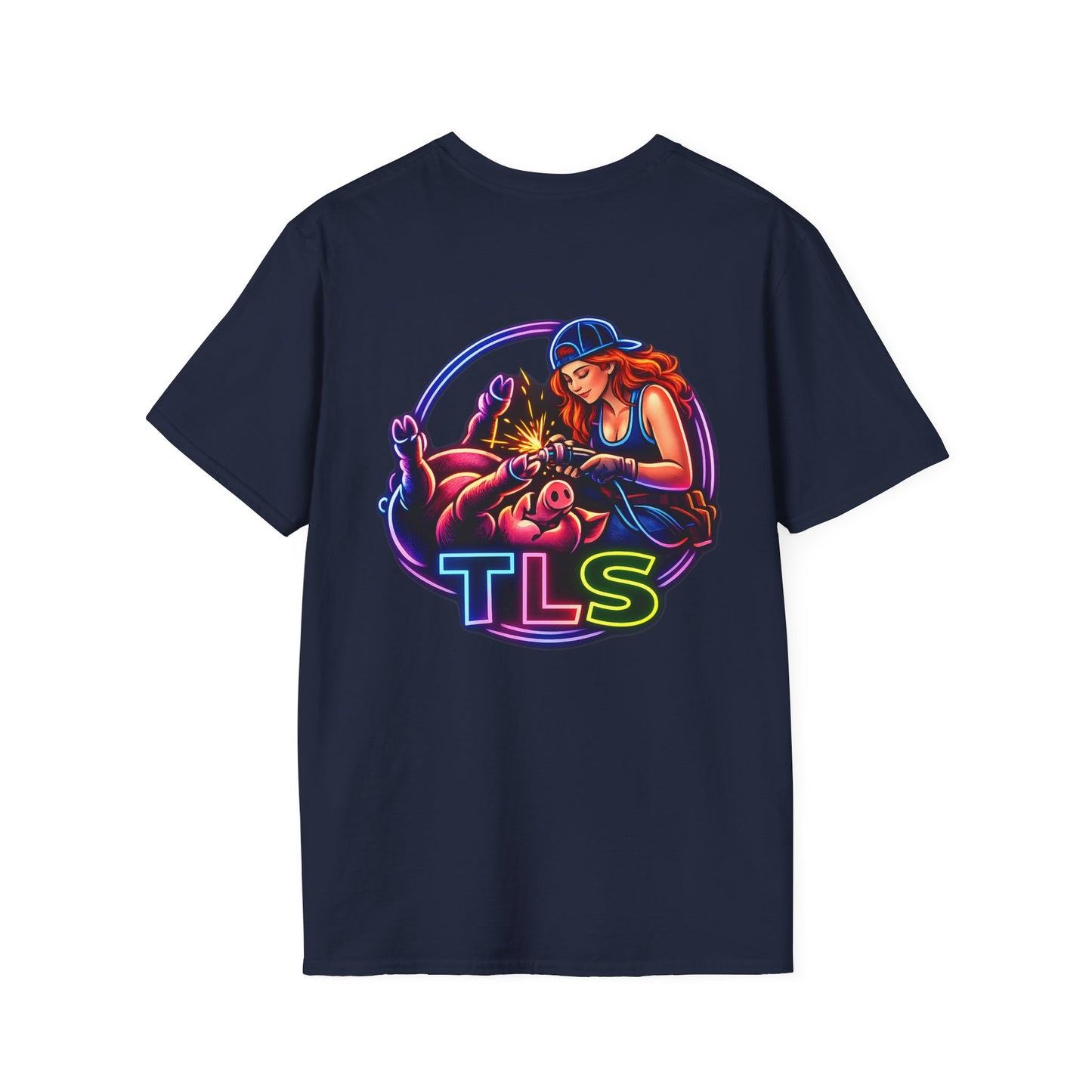 TLS Neon Girl T-Shirt — Neon Retro Gaming Crew Tee