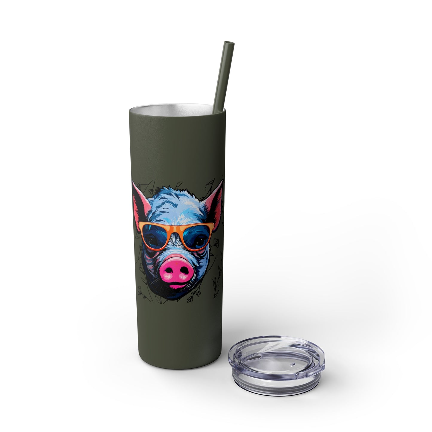 Cool Mini Pig Skinny Tumbler with Straw, 20oz