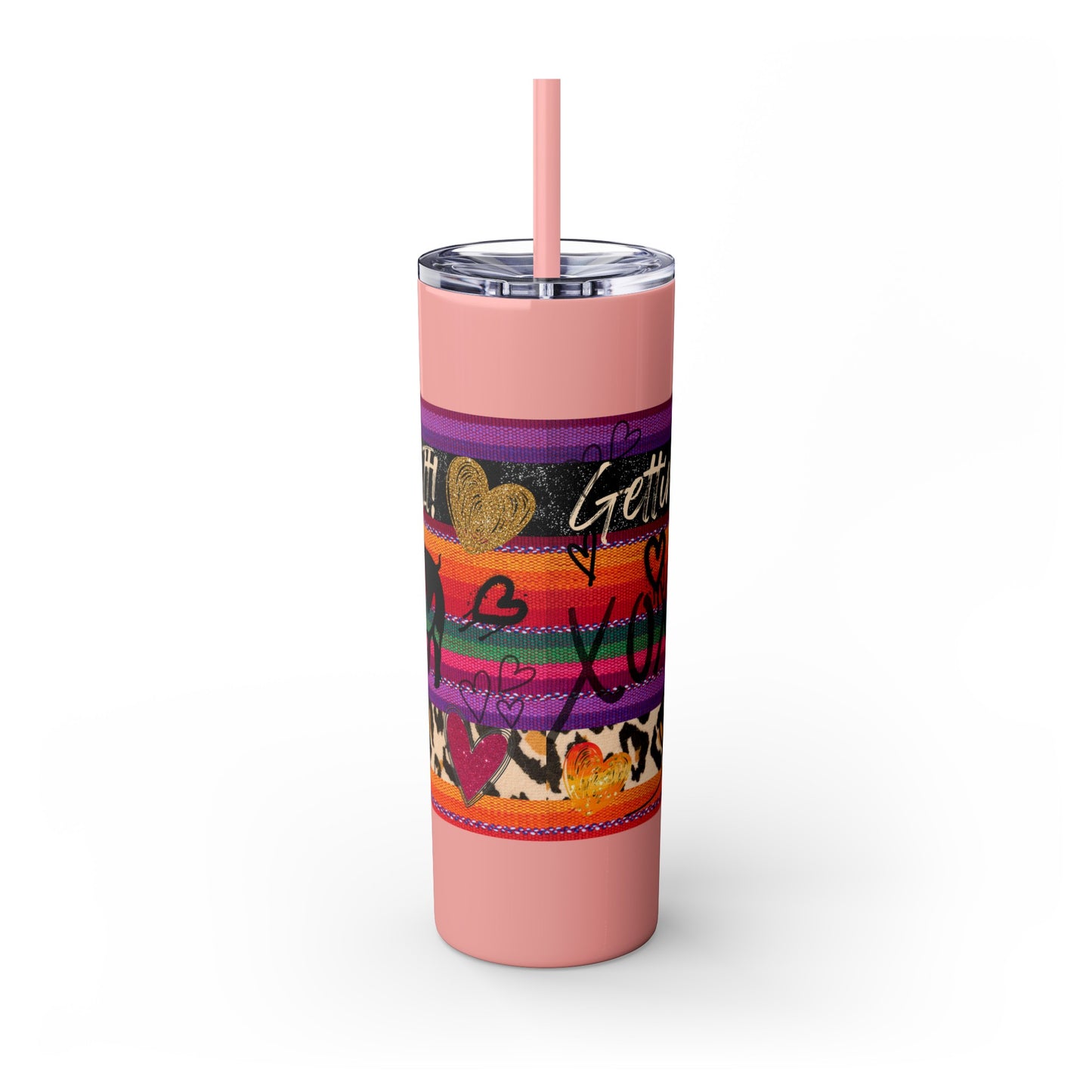 Serape "Getting Piggy With it!" Skinny Tumbler with Straw, 20oz