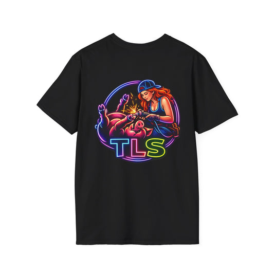 TLS Neon Girl T-Shirt — Neon Retro Gaming Crew Tee