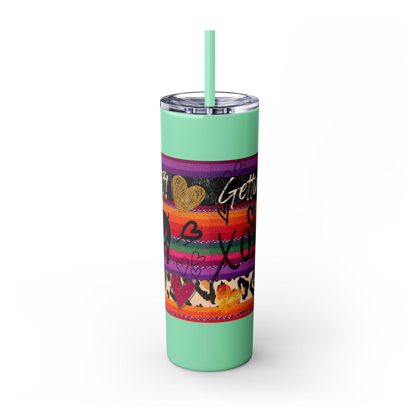 Serape "Getting Piggy With it!" Skinny Tumbler with Straw, 20oz