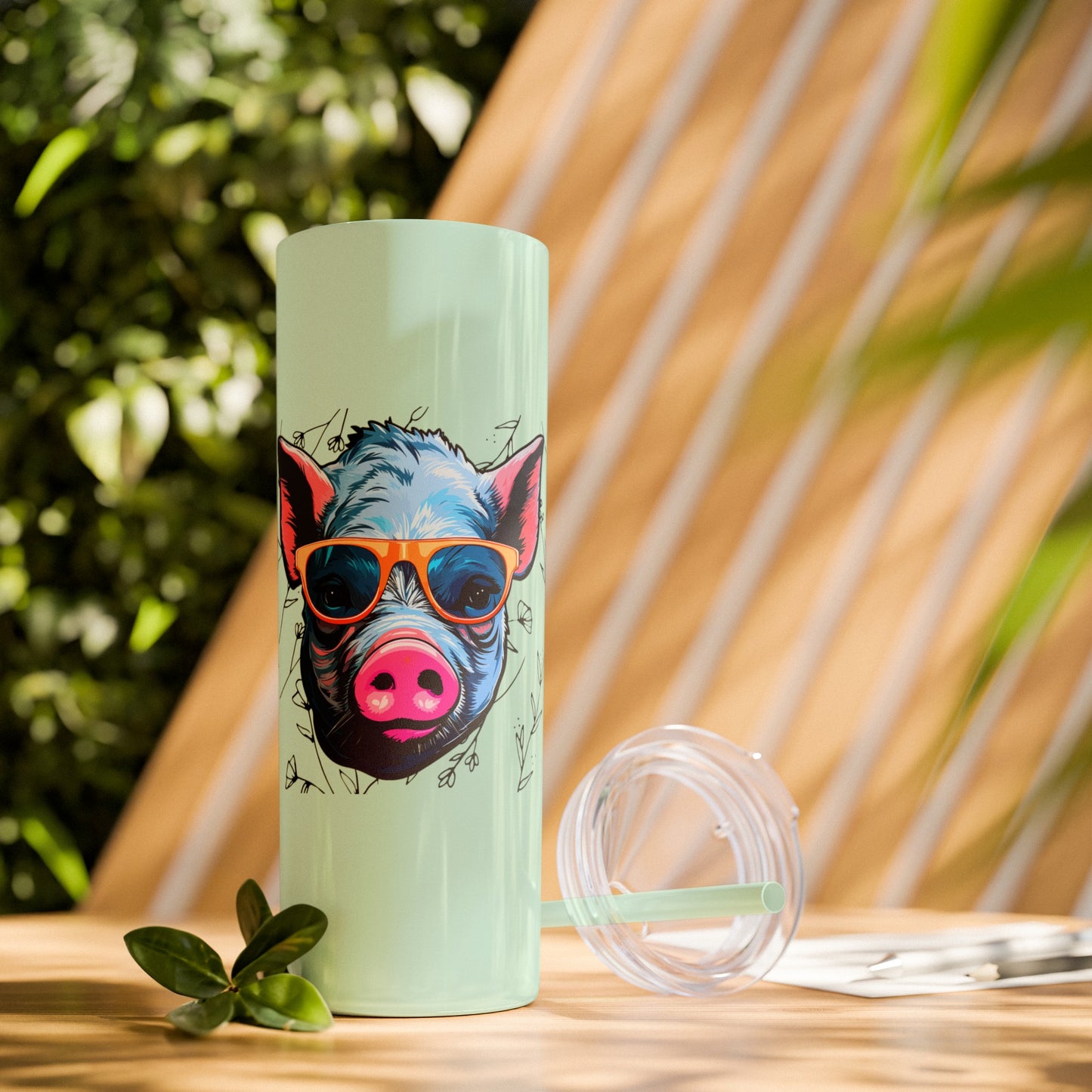 Cool Mini Pig Skinny Tumbler with Straw, 20oz