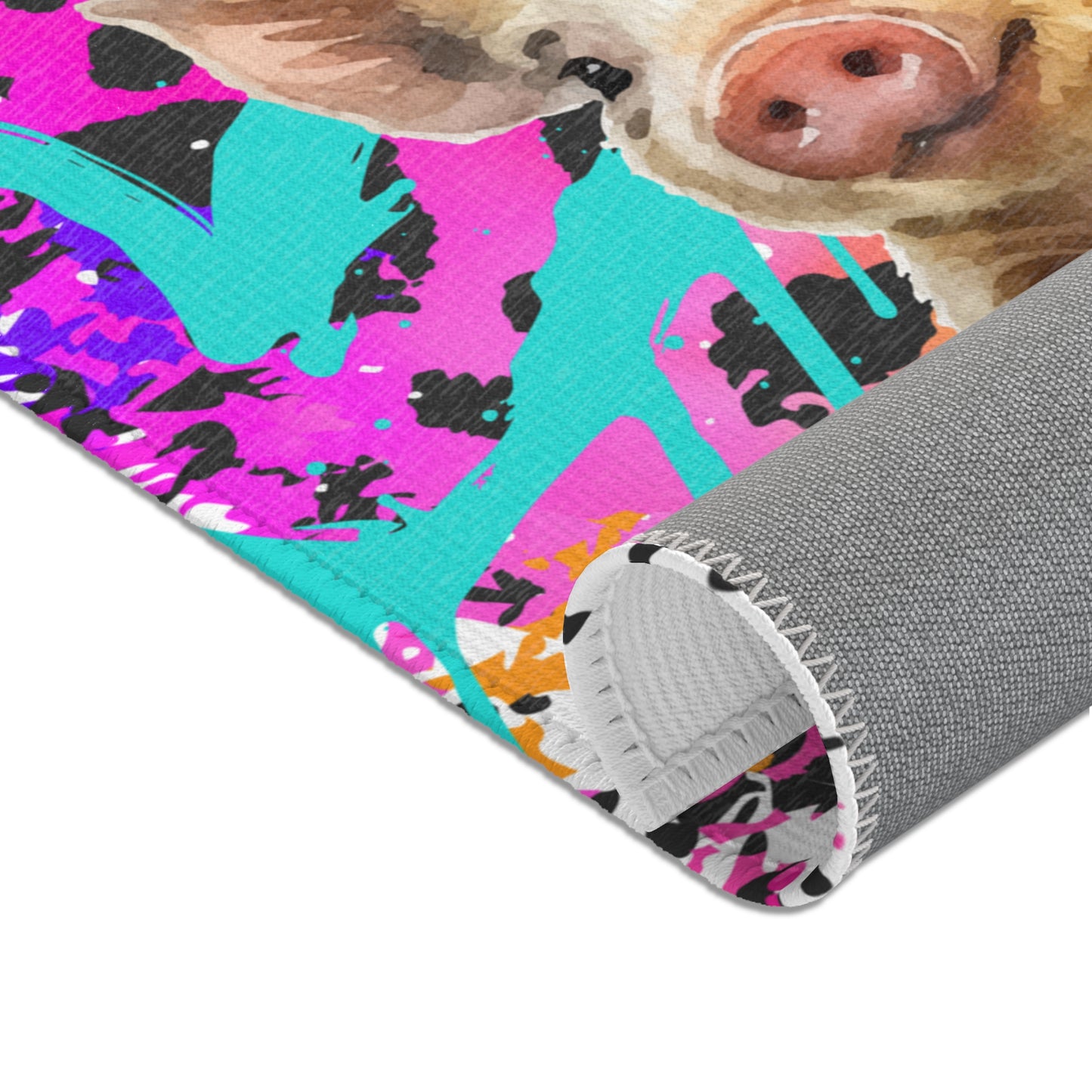 Spray Paint Leopard Pig Area Rugs