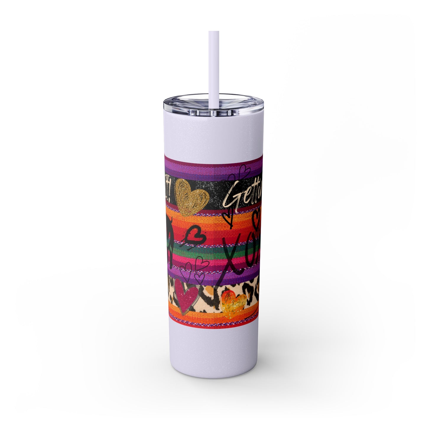 Serape "Getting Piggy With it!" Skinny Tumbler with Straw, 20oz