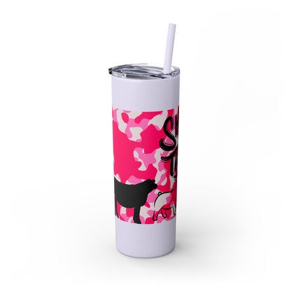 Glitter Lilac with Pink Camo Show Time Livestock Skinny Tumbler with Straw, 20oz