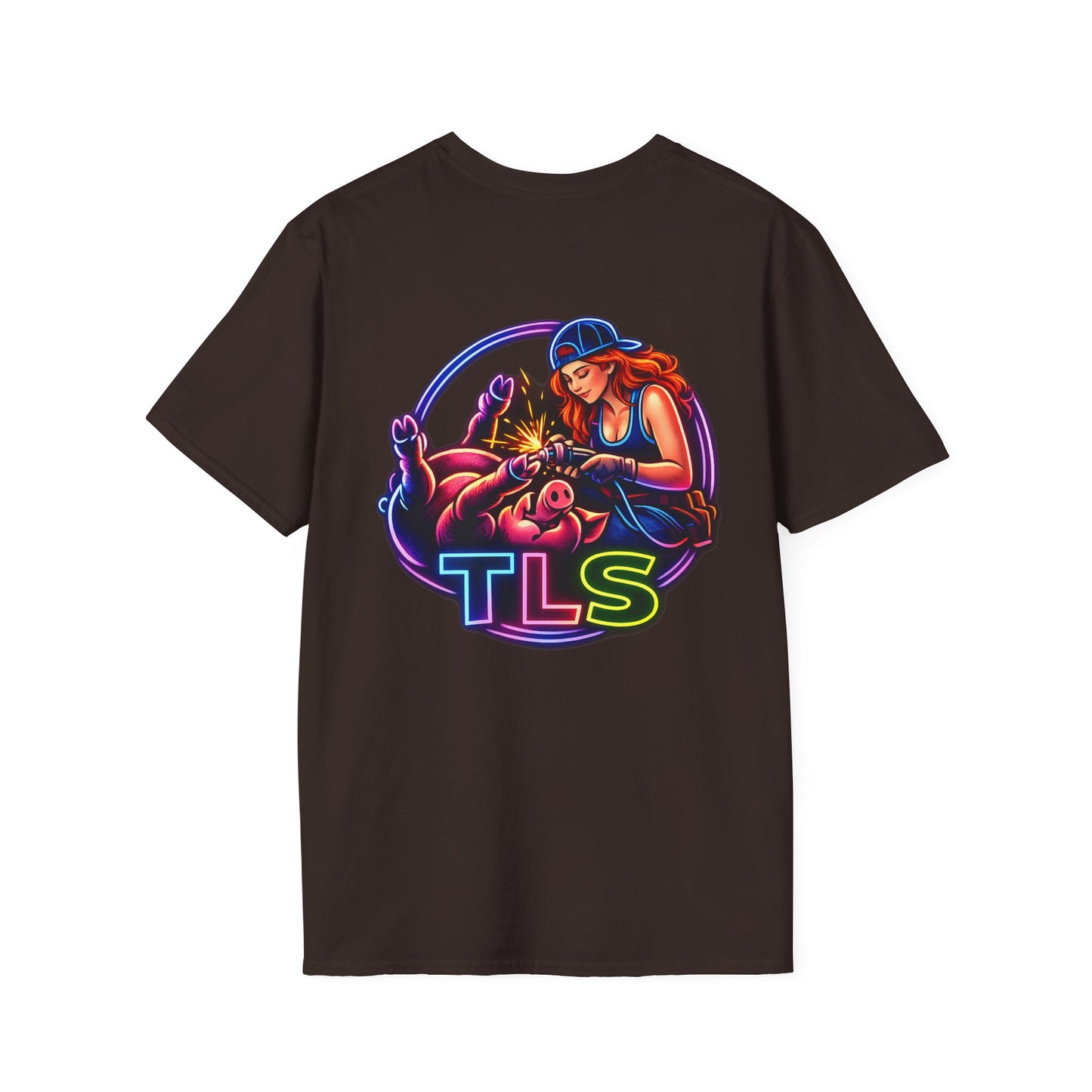 TLS Neon Girl T-Shirt — Neon Retro Gaming Crew Tee