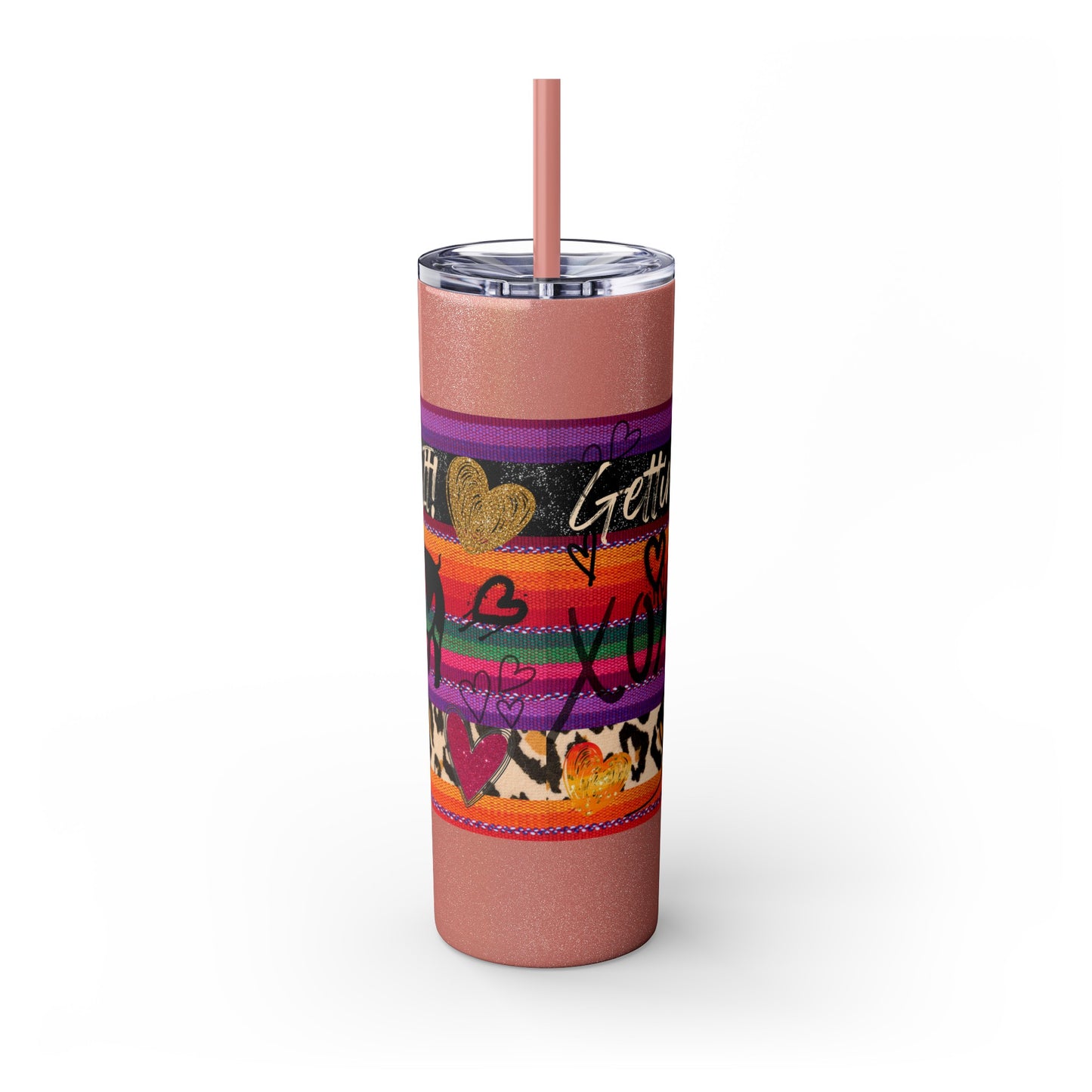 Serape "Getting Piggy With it!" Skinny Tumbler with Straw, 20oz