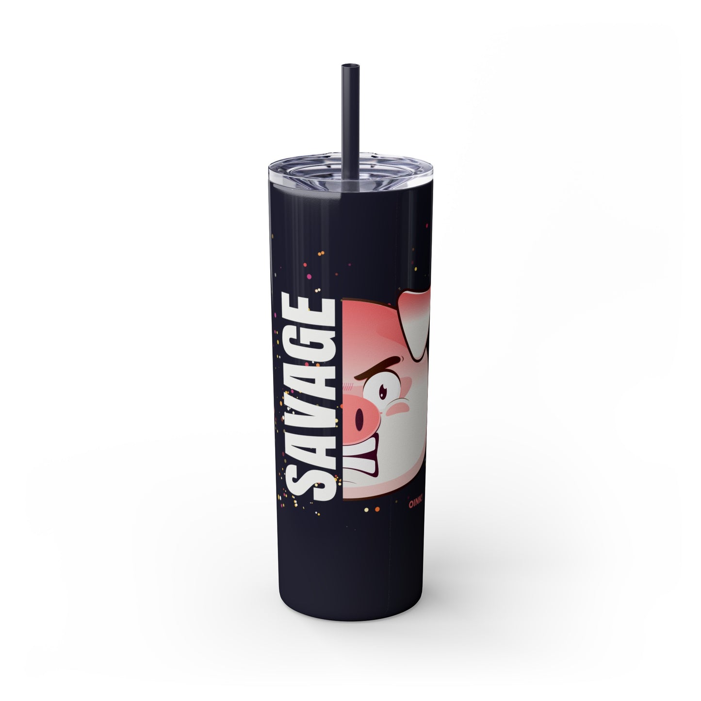 Savage Pig Skinny Tumbler with Straw, 20oz