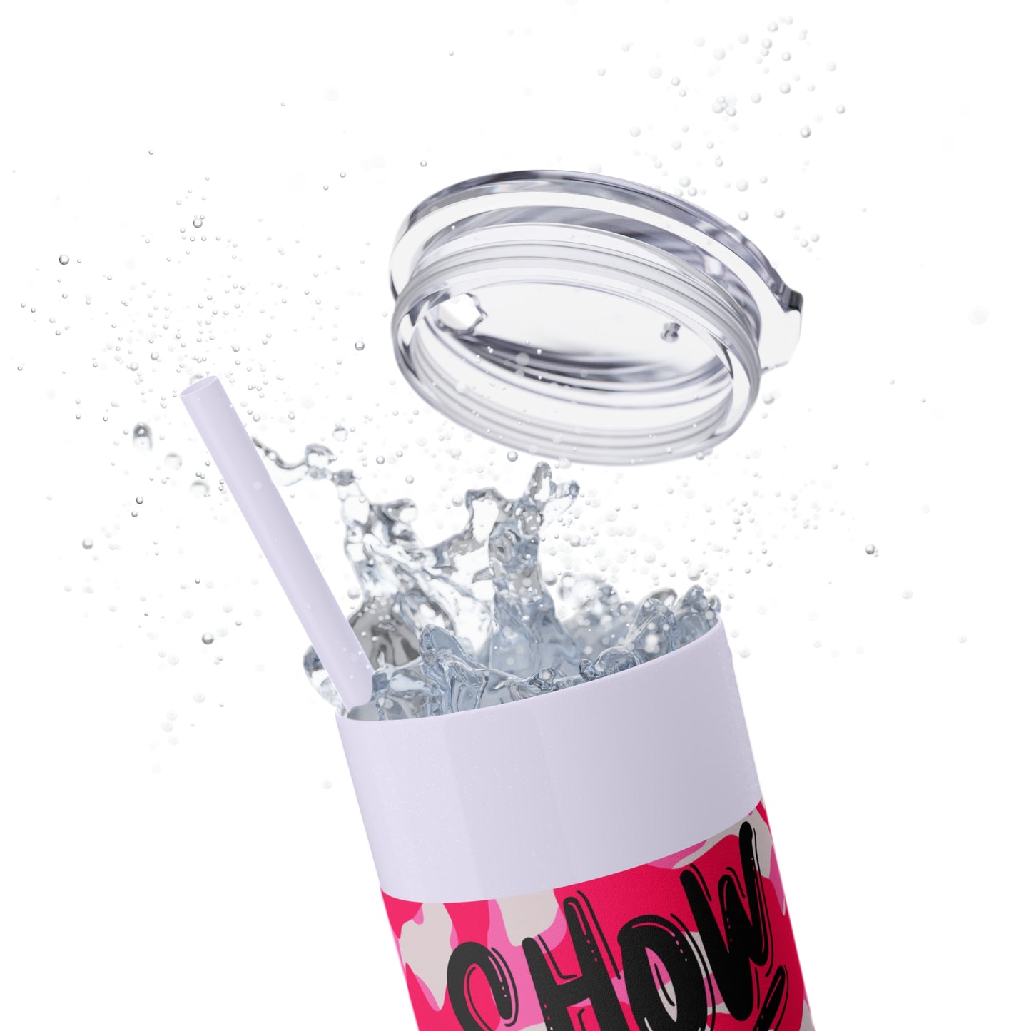 Glitter Lilac with Pink Camo Show Time Livestock Skinny Tumbler with Straw, 20oz