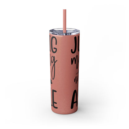 "Just a Pig mom trying not to raise an A*Hole " Skinny Tumbler with Straw, 20oz