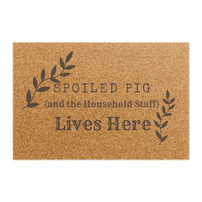 Spoiled Pig Lives Here Doormat – Funny Farmhouse Welcome Mat for Pig Owners