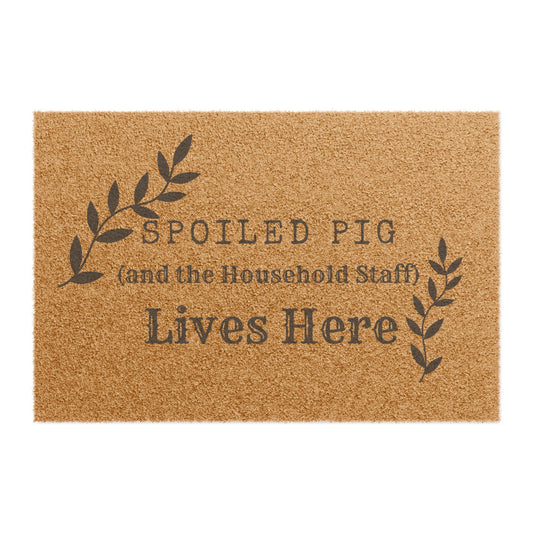 Spoiled Pig Lives Here Doormat – Funny Farmhouse Welcome Mat for Pig Owners