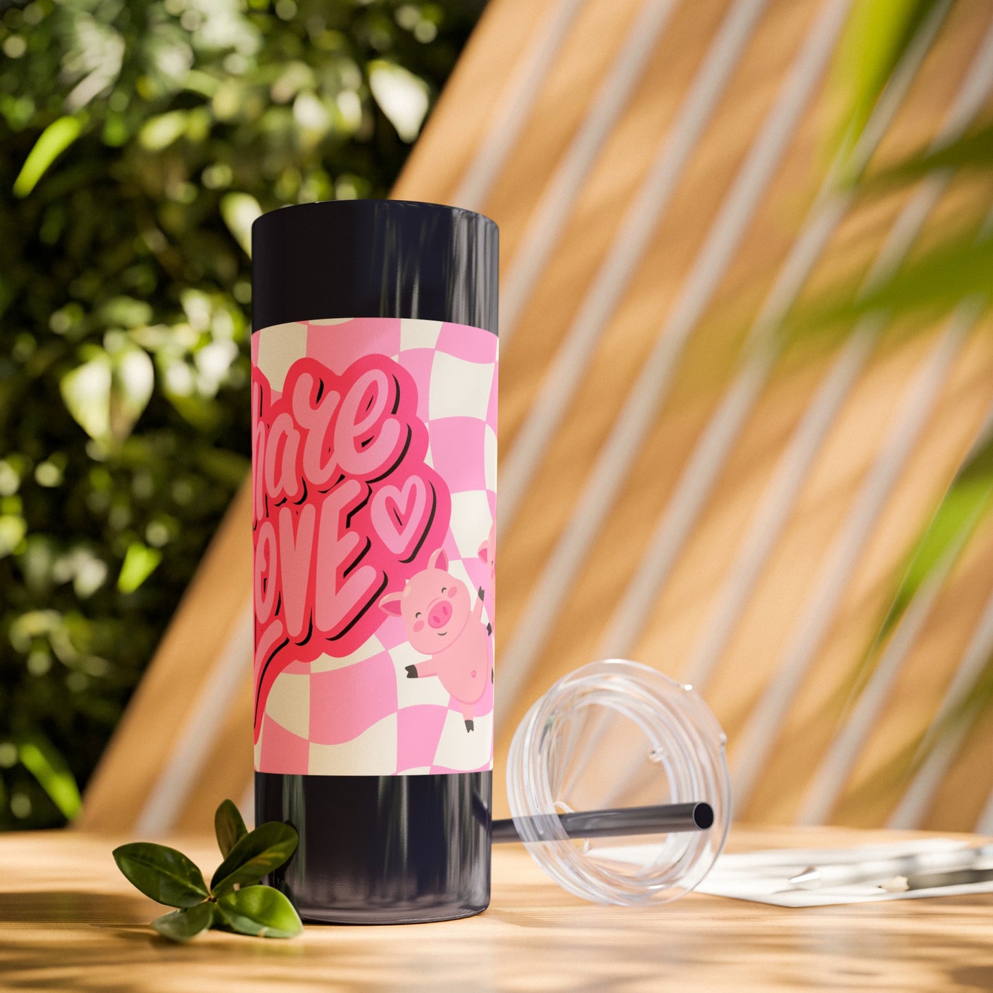 Share the Love Mini Pig Skinny Tumbler with Straw, 20oz