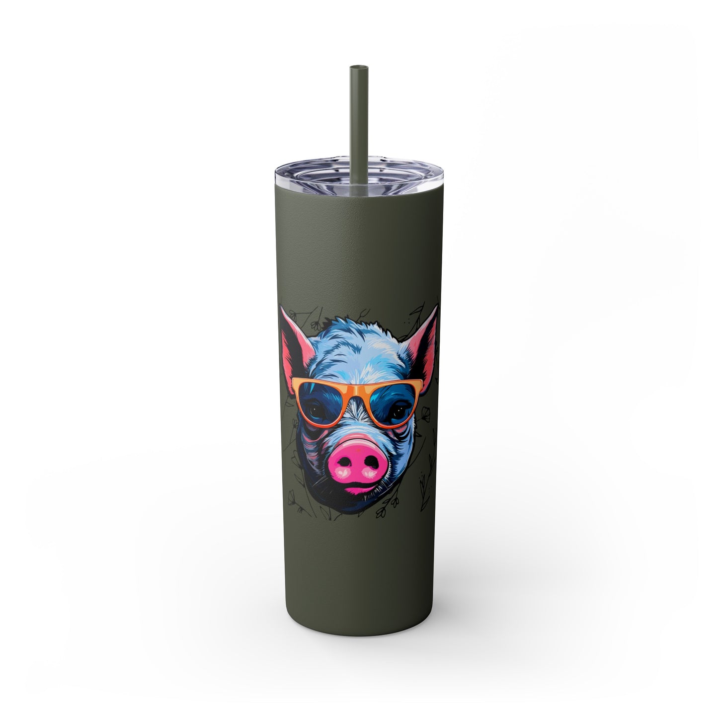 Cool Mini Pig Skinny Tumbler with Straw, 20oz