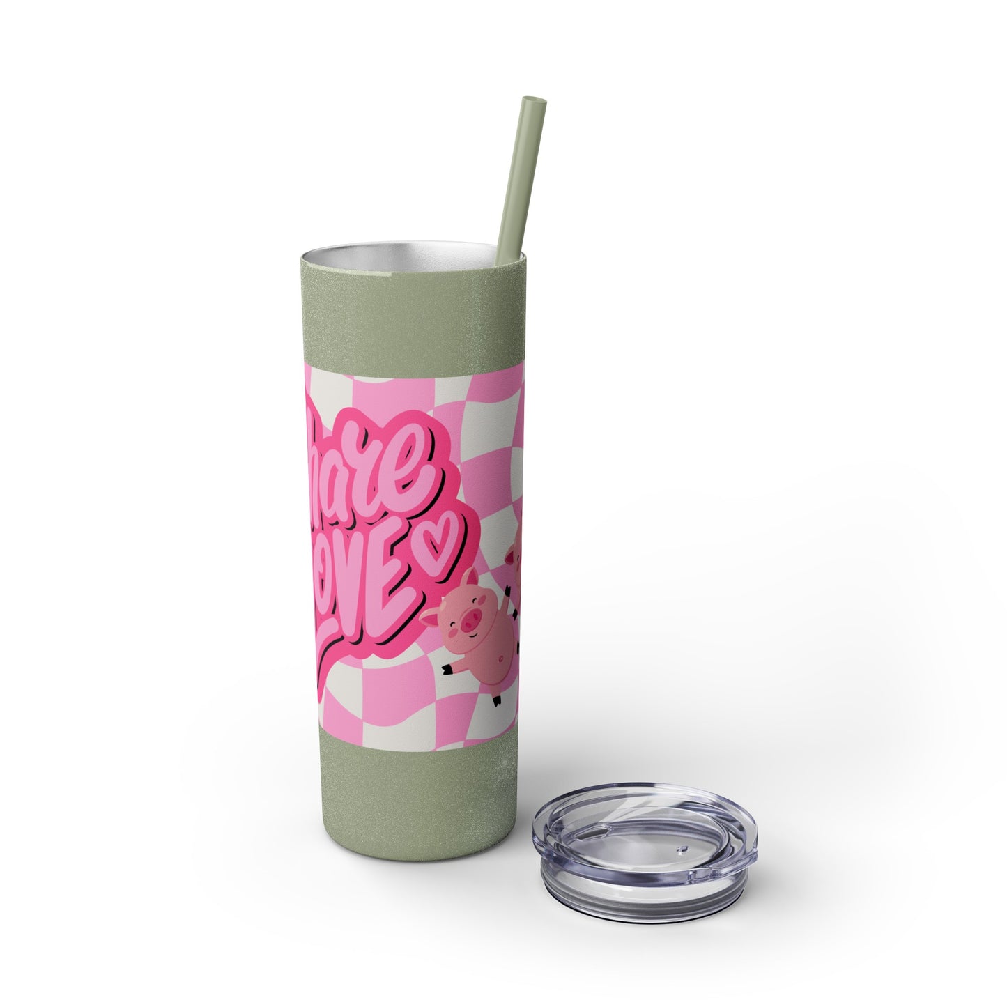 Share the Love Mini Pig Skinny Tumbler with Straw, 20oz