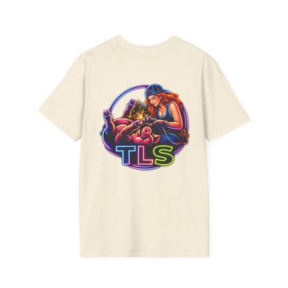 TLS Neon Girl T-Shirt — Neon Retro Gaming Crew Tee