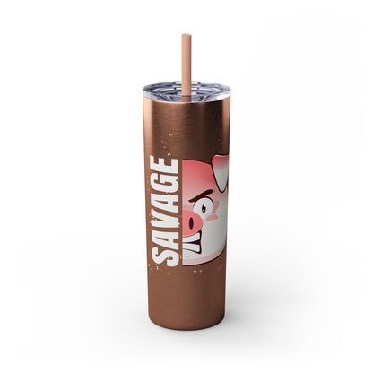 Savage Pig Skinny Tumbler with Straw, 20oz