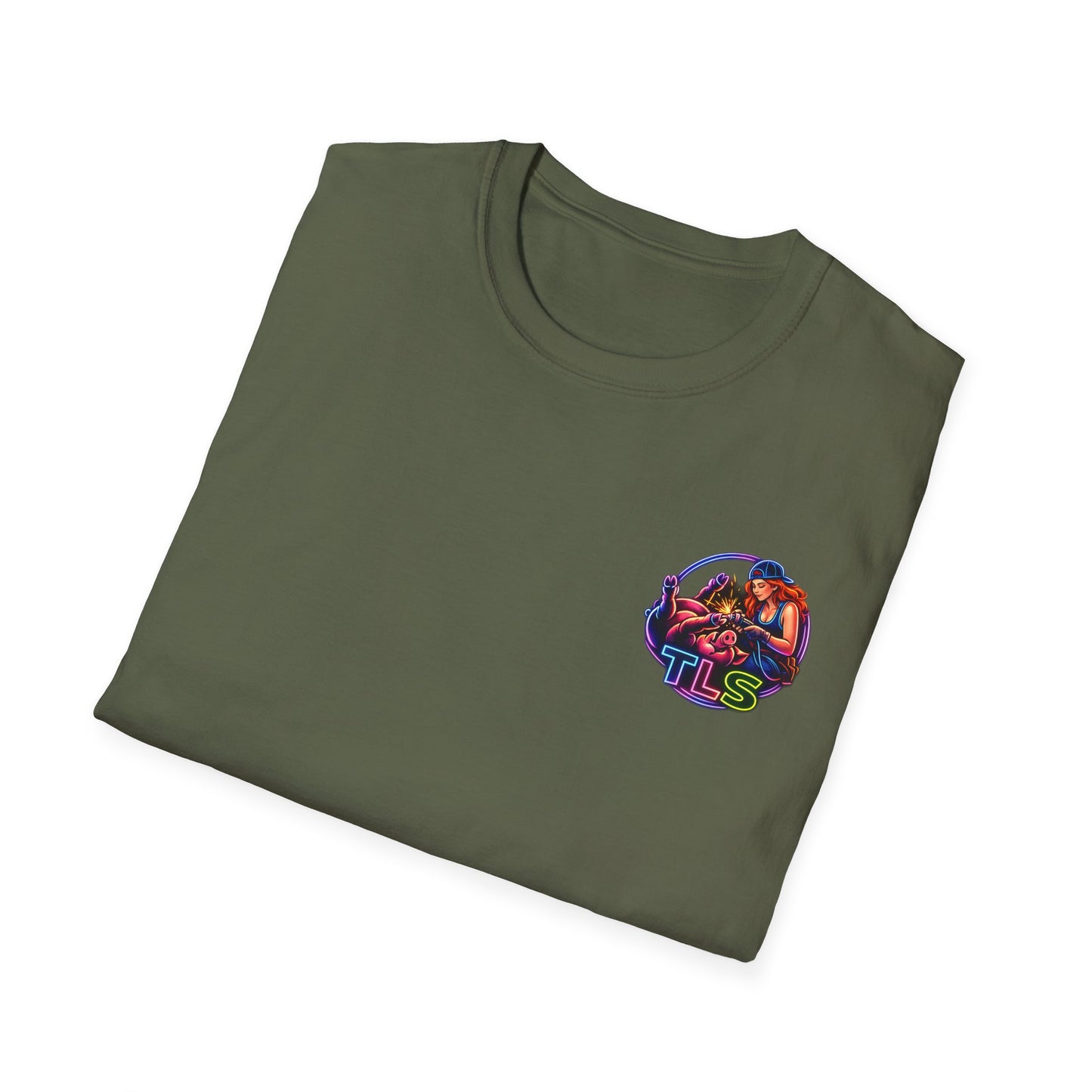 TLS Neon Girl T-Shirt — Neon Retro Gaming Crew Tee