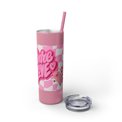 Share the Love Mini Pig Skinny Tumbler with Straw, 20oz