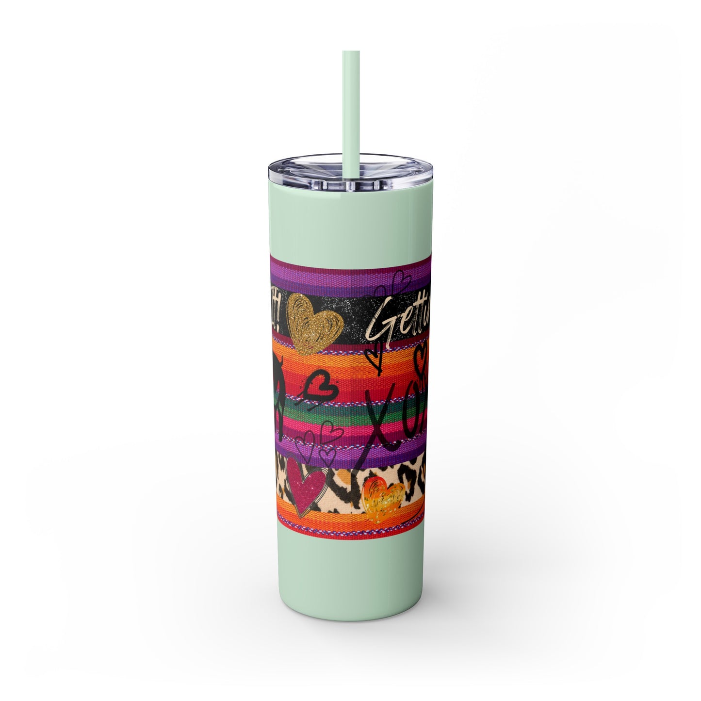 Serape "Getting Piggy With it!" Skinny Tumbler with Straw, 20oz