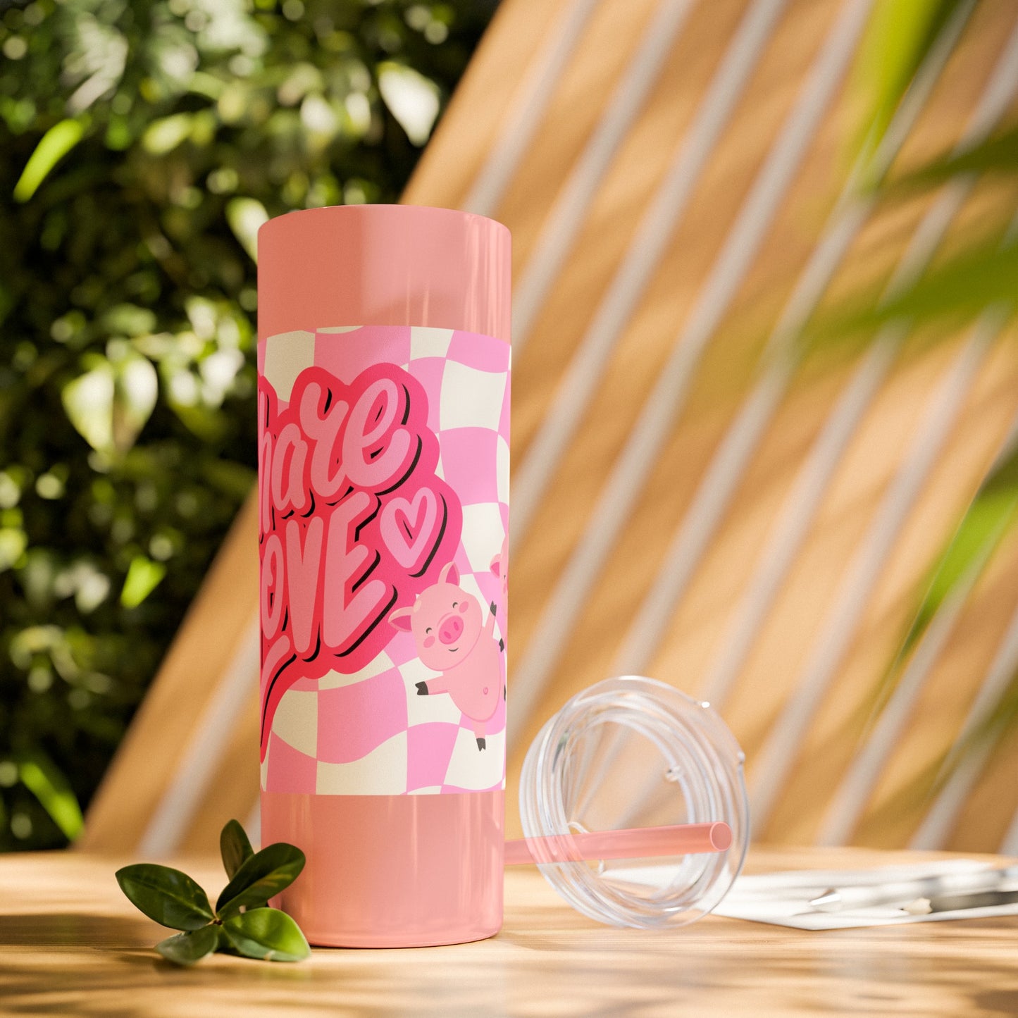 Share the Love Mini Pig Skinny Tumbler with Straw, 20oz