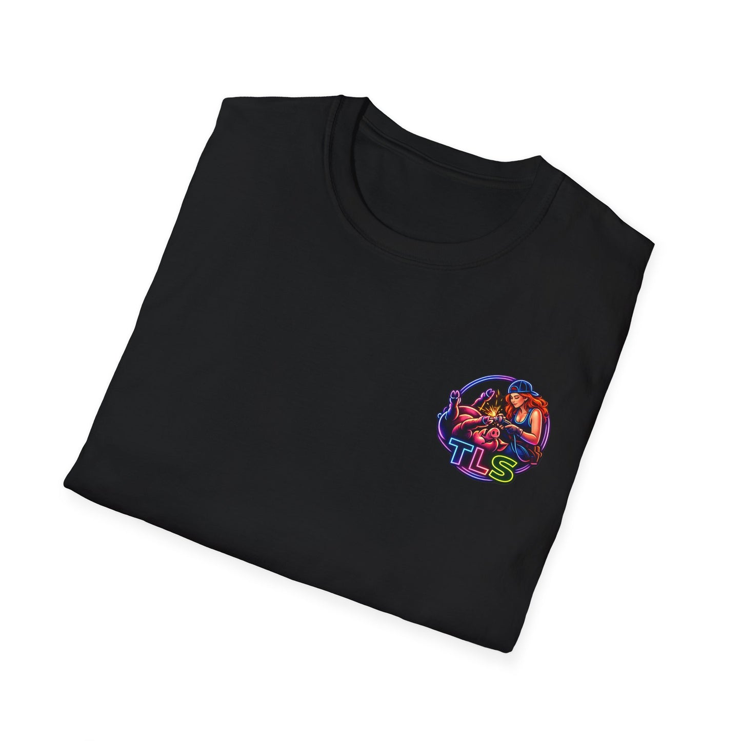 TLS Neon Girl T-Shirt — Neon Retro Gaming Crew Tee