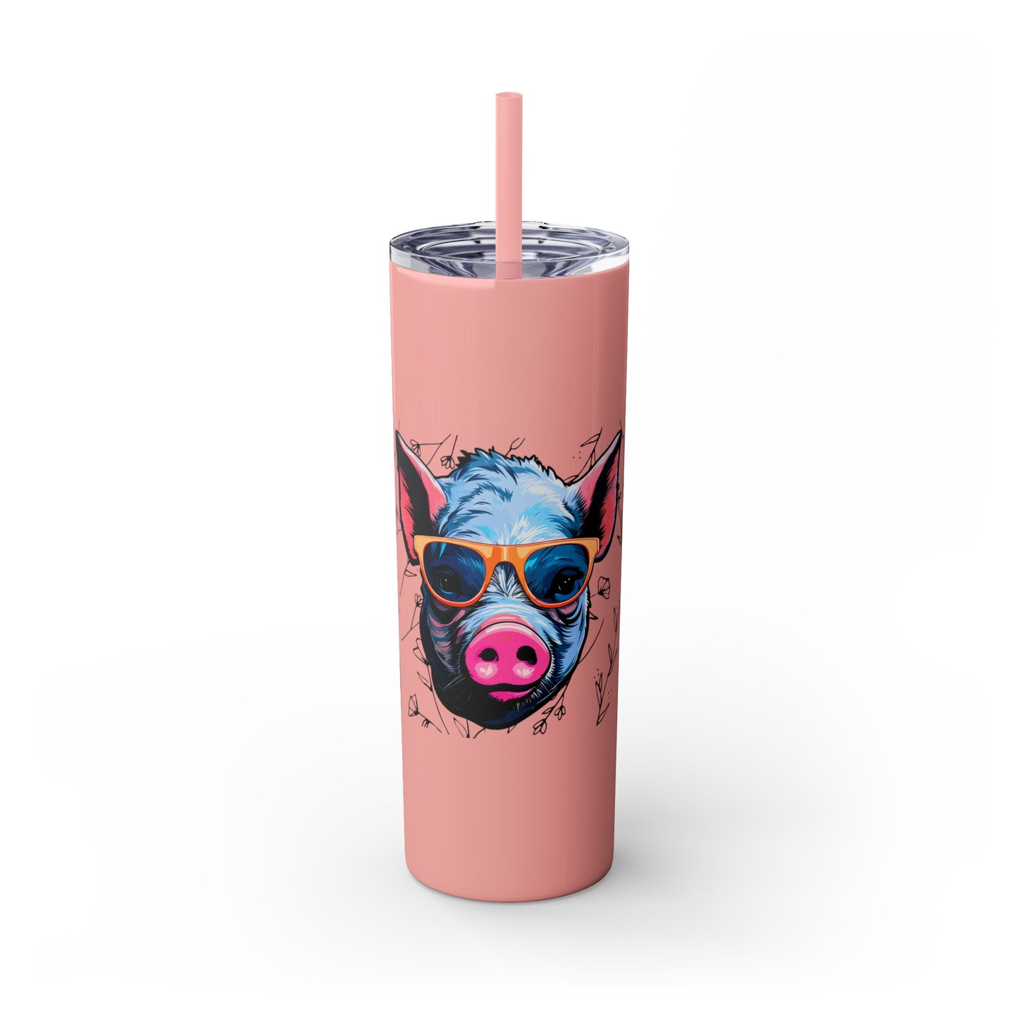 Cool Mini Pig Skinny Tumbler with Straw, 20oz