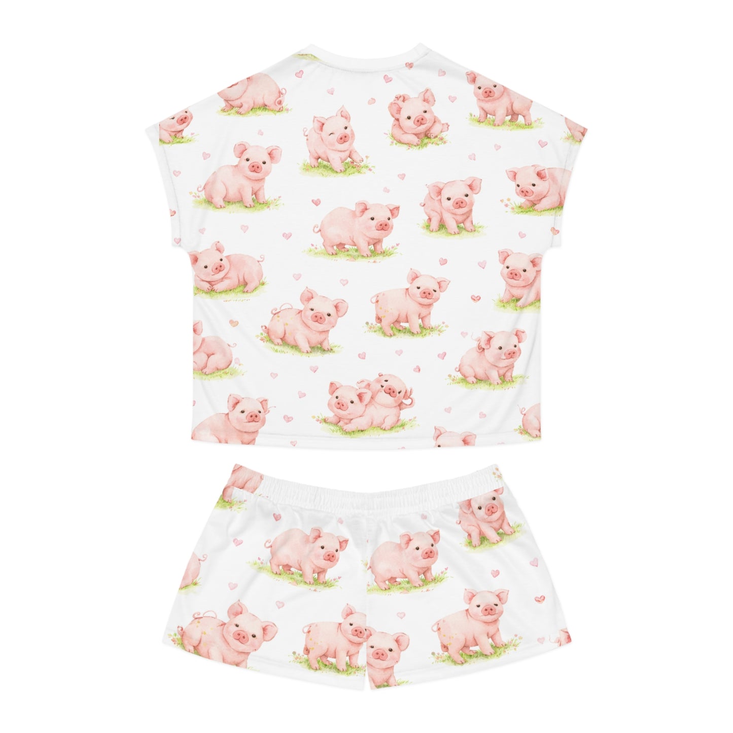 Women's Piglet Print Pajama Set — Cute Short Sleepwear