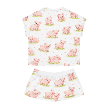 Women's Piglet Print Pajama Set — Cute Short Sleepwear