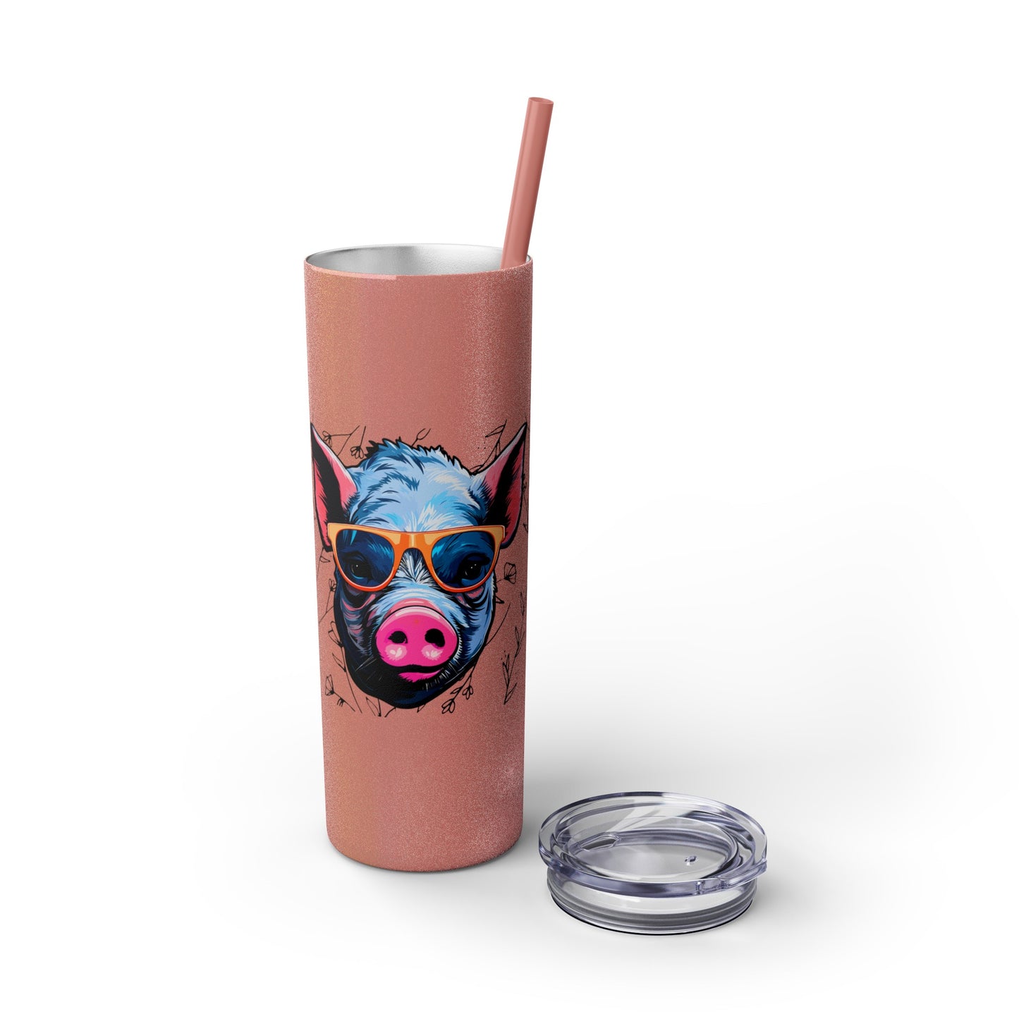 Cool Mini Pig Skinny Tumbler with Straw, 20oz