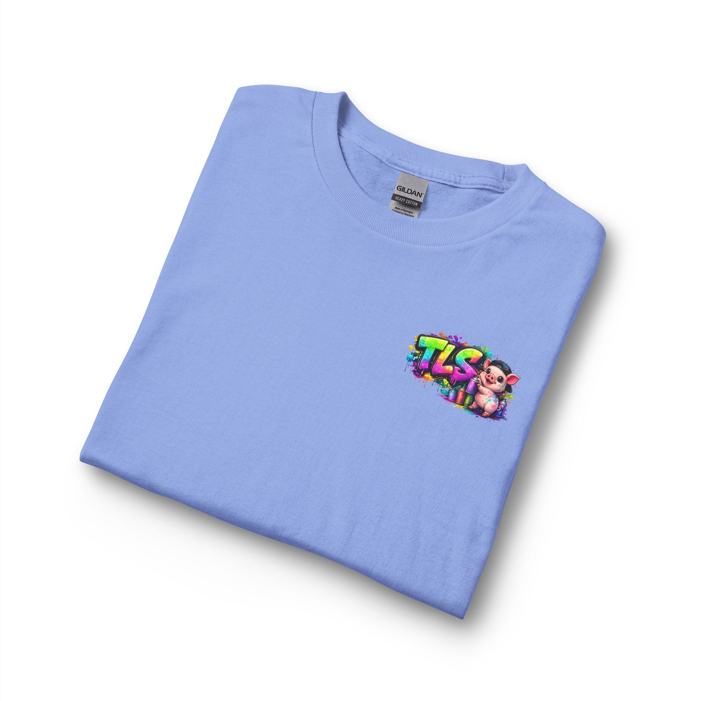 Long Sleeve T-Shirt — Colorful "TLS" Pig Logo, Cute PiggySpaDay Graphic
