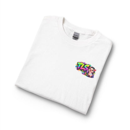 Long Sleeve T-Shirt — Colorful "TLS" Pig Logo, Cute PiggySpaDay Graphic