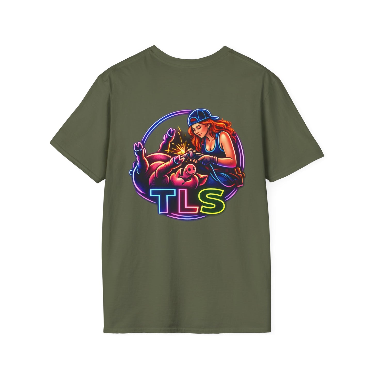 TLS Neon Girl T-Shirt — Neon Retro Gaming Crew Tee