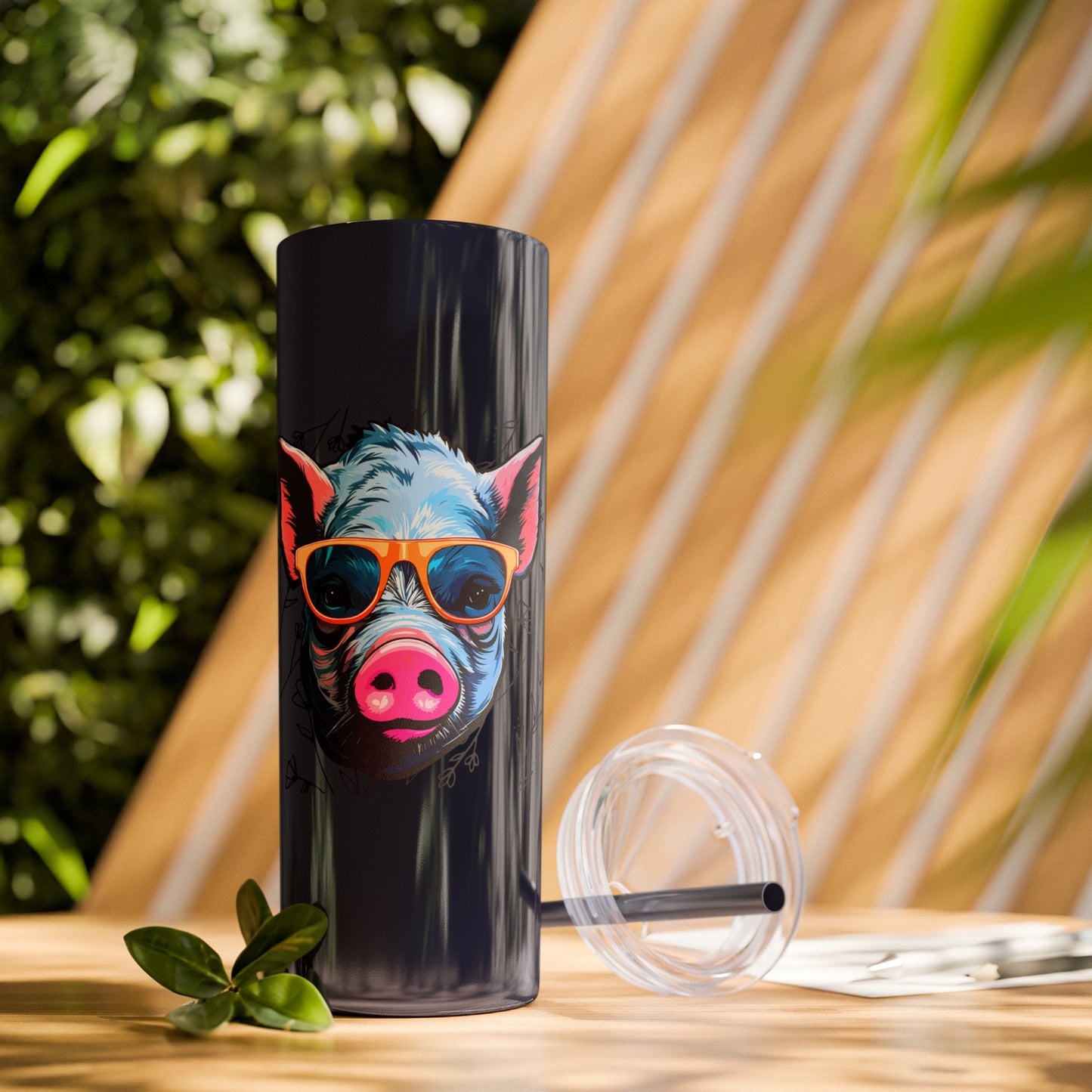 Cool Mini Pig Skinny Tumbler with Straw, 20oz