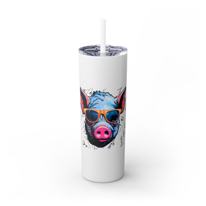 Cool Mini Pig Skinny Tumbler with Straw, 20oz