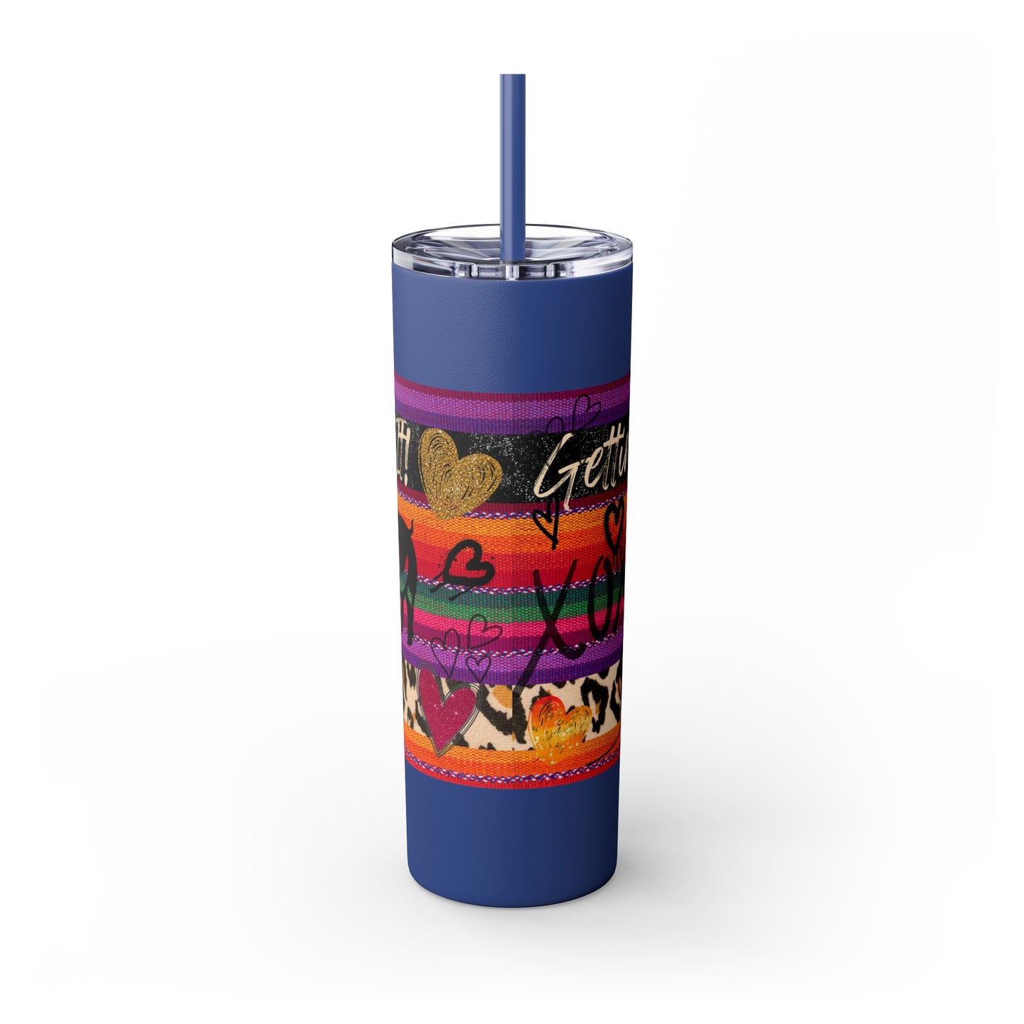 Serape "Getting Piggy With it!" Skinny Tumbler with Straw, 20oz