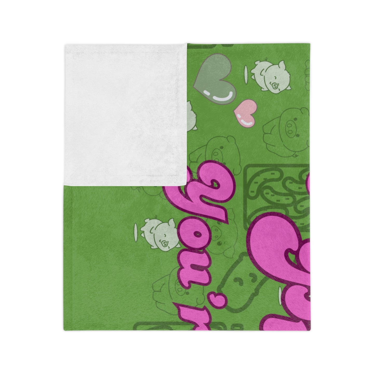 Green "Either You Love Mini Pigs & Pickles or you're wrong!" Velveteen Microfiber Blanket