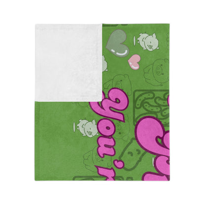 Green "Either You Love Mini Pigs & Pickles or you're wrong!" Velveteen Microfiber Blanket