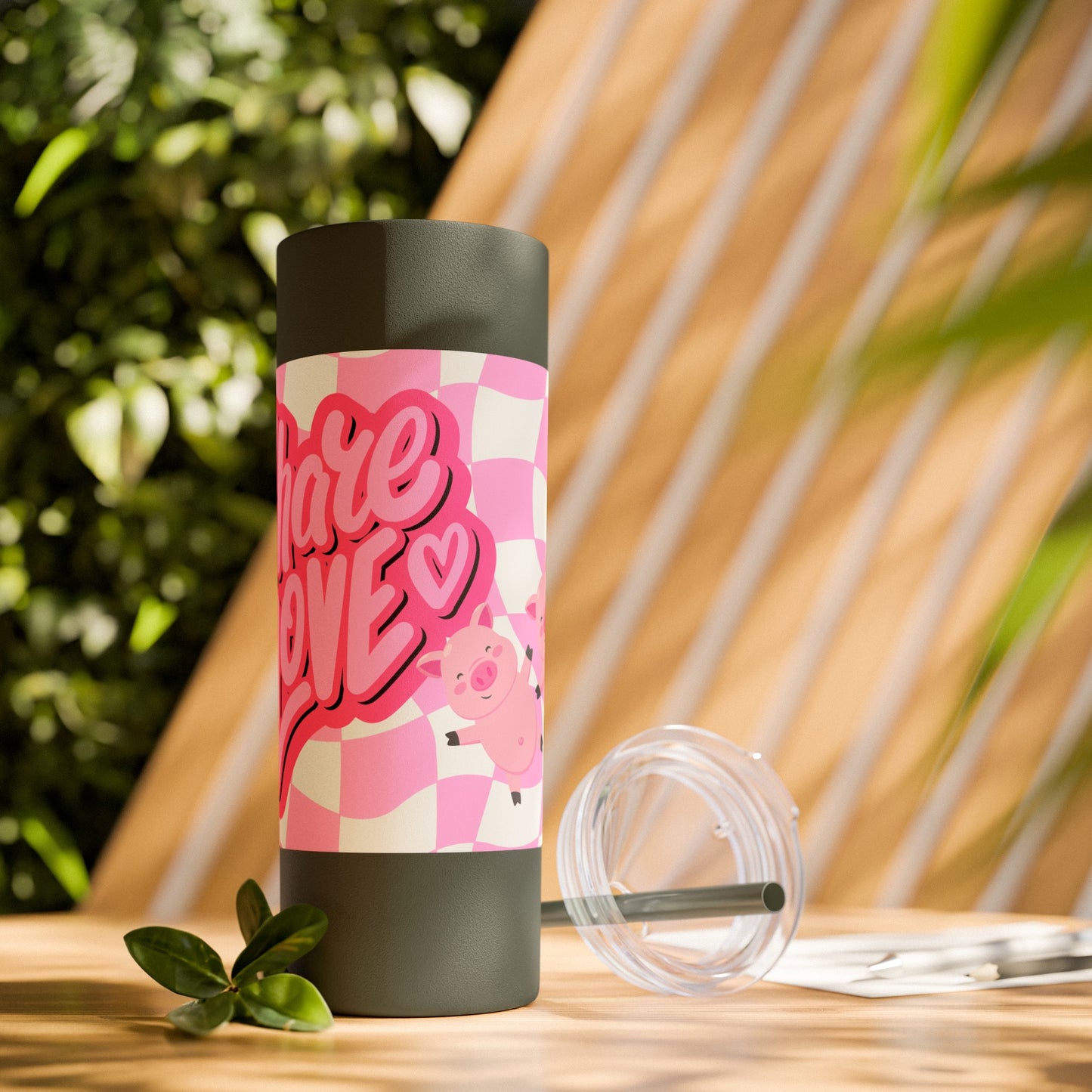 Share the Love Mini Pig Skinny Tumbler with Straw, 20oz