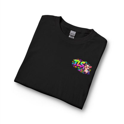 Long Sleeve T-Shirt — Colorful "TLS" Pig Logo, Cute PiggySpaDay Graphic