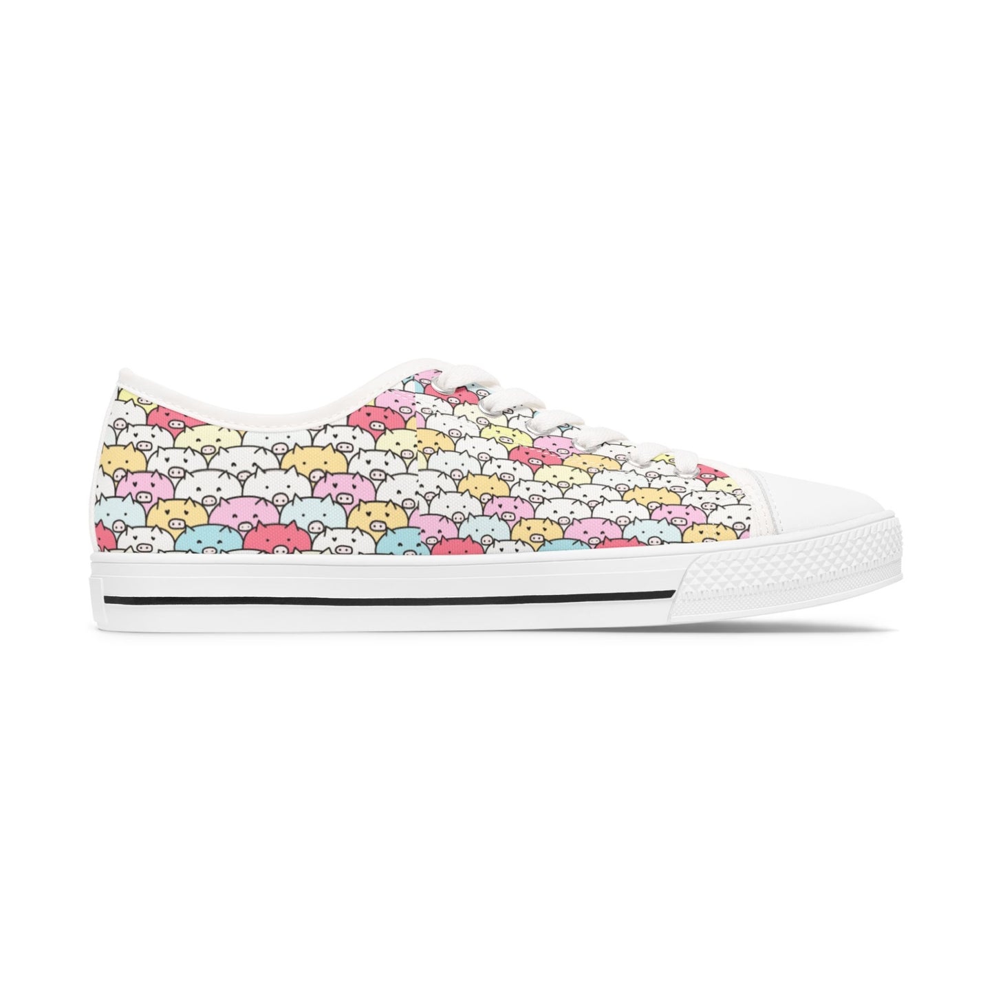 Colorful Cartoon Pig Low Top Sneakers for Women