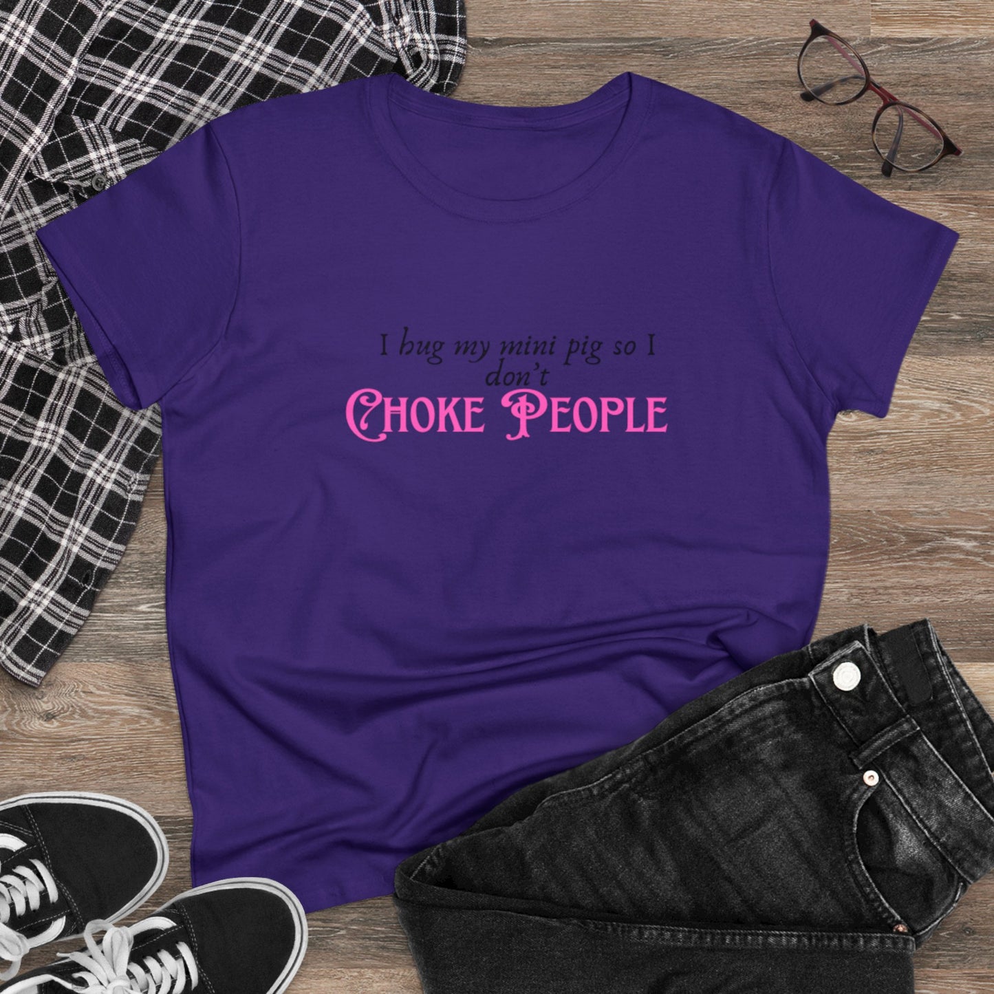 I hug my Mini Pig so I don't Choke People TShirt