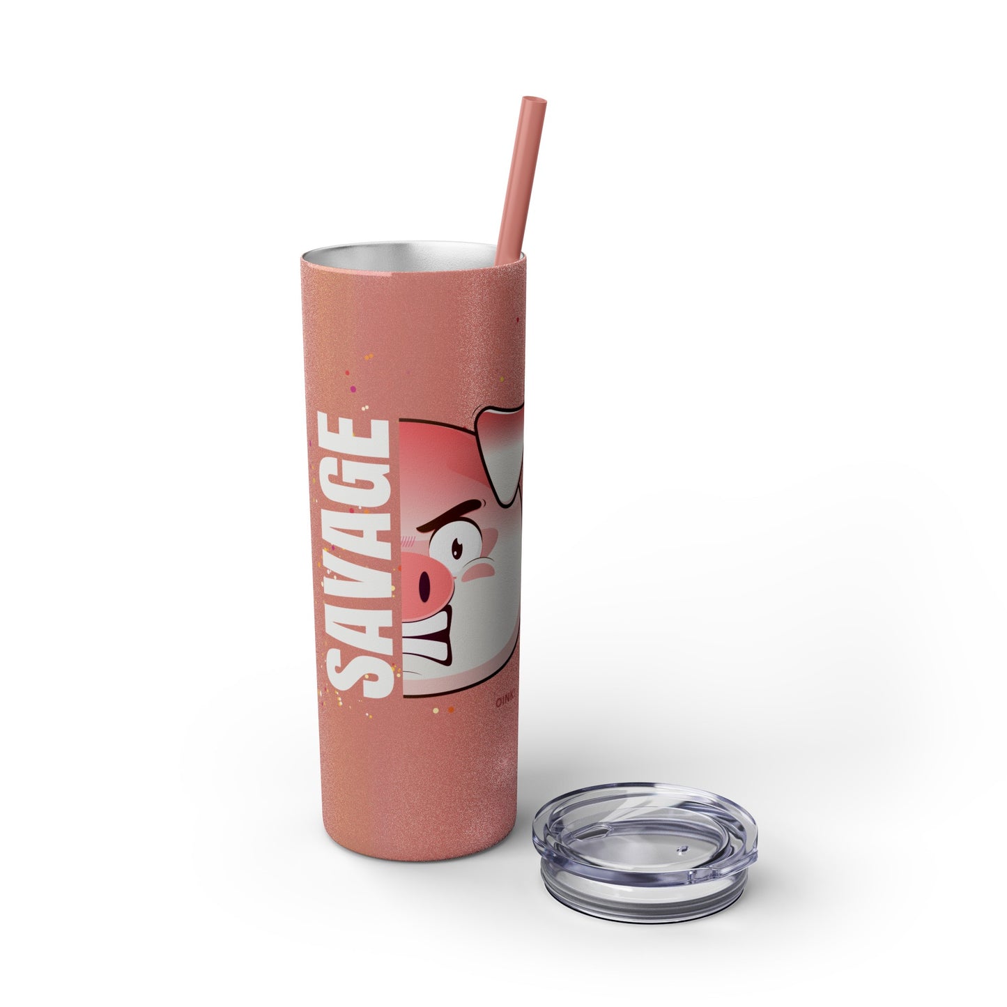 Savage Pig Skinny Tumbler with Straw, 20oz