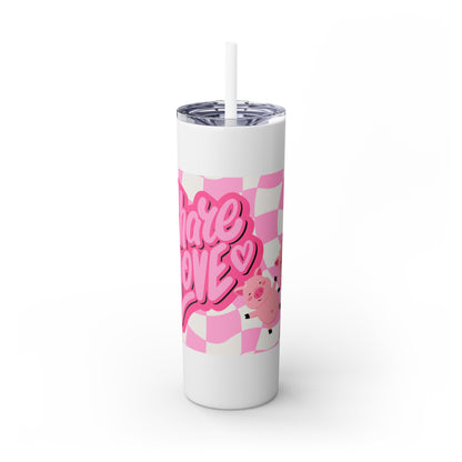 Share the Love Mini Pig Skinny Tumbler with Straw, 20oz