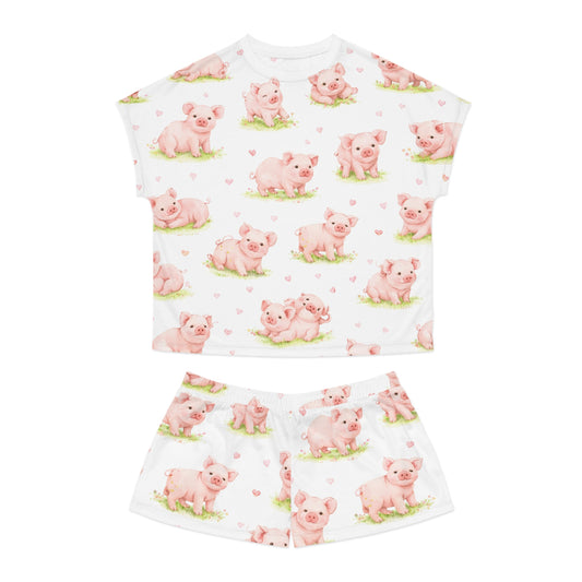 Women's Piglet Print Pajama Set — Cute Short Sleepwear