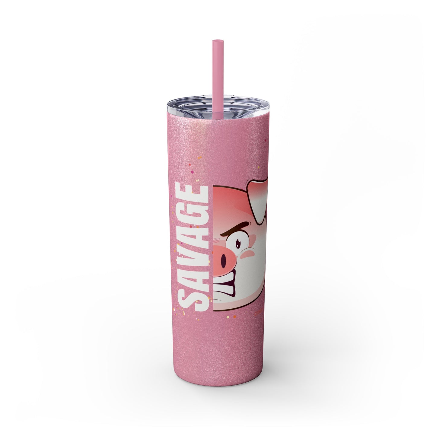 Savage Pig Skinny Tumbler with Straw, 20oz