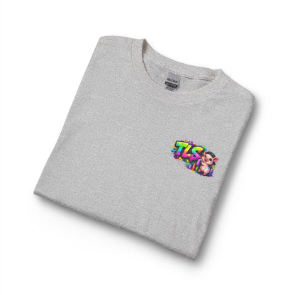 Long Sleeve T-Shirt — Colorful "TLS" Pig Logo, Cute PiggySpaDay Graphic